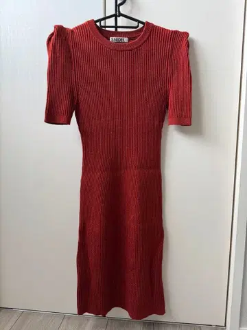 SNIDEL 반팔 리브 니트 원피스 오렌지