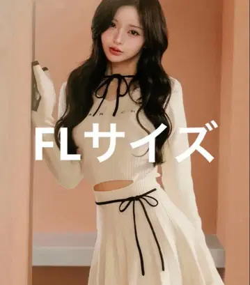 다리치 허리 오픈 리본 디자인 니트 미니 원피스 L