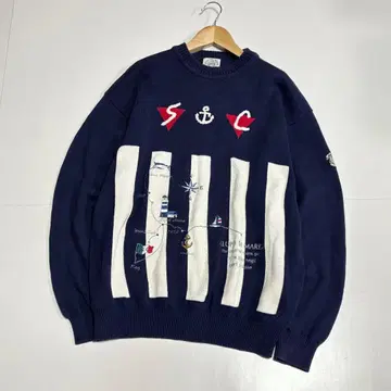 CINA COVA 시나코바 다크 네이비 네이비 니트 스웨터 자수 M