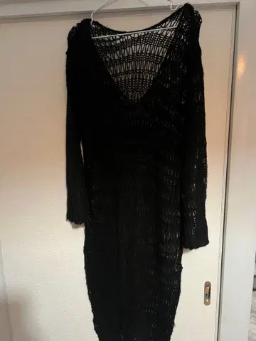 ungrid 시스루 니트 원피스 블랙