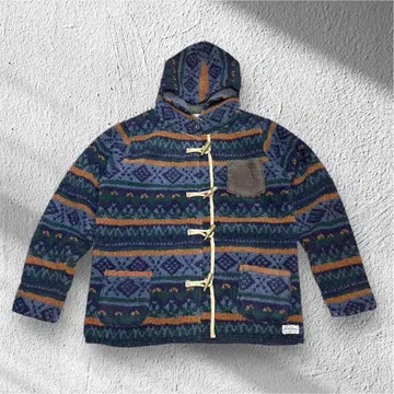 후드 부착 기하학 패턴 자켓