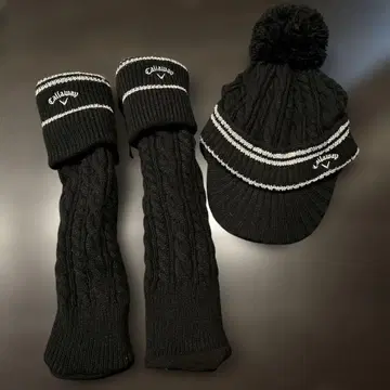 Callaway 블랙 니트 모자와 레그 워머