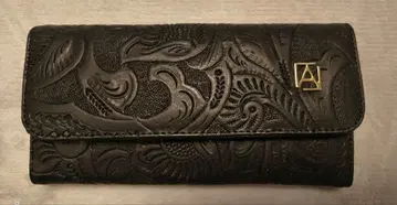 멕시코 핸드메이드 가죽 카빙 장지갑 블랙
