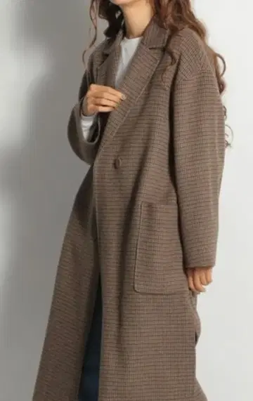 niko and 울 혼방 리버 맥시 체스터 코트 L 체크 무늬