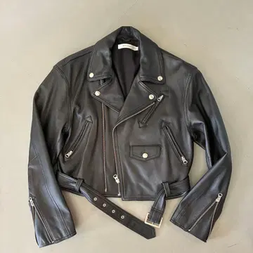 MOUSSY 블랙 가죽 라이더 자켓