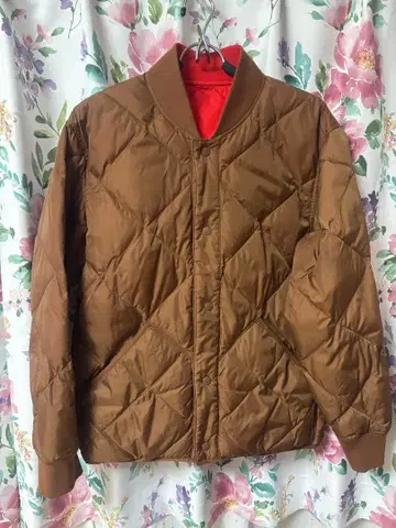 유니클로 다운 자켓 남성용 리버서블 브라운 빨간색 UNIQLO L