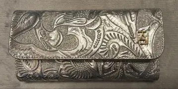 멕시코 핸드메이드 가죽 카빙 장지갑 실버