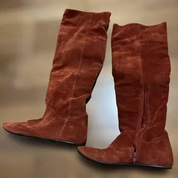 미사용 BRONX 오렌지 브라운 색상 스웨이드 롱 부츠 38