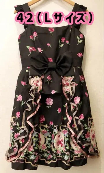 Jesus Diamante 엔젤 원피스 오너먼트 리본 무늬 블랙 42