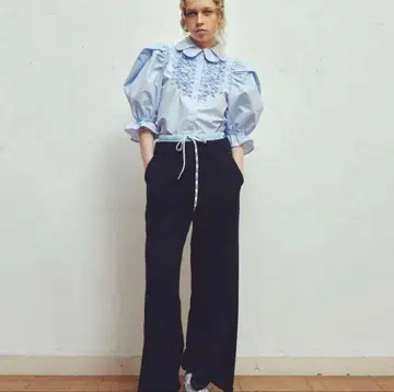 bibiy. JULIET DOUBLE WAIST PANTS 네이비 정품