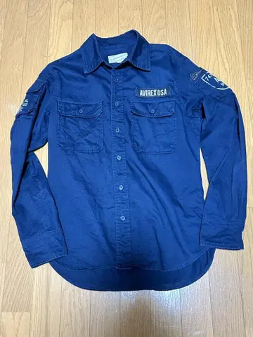 AVIREX 긴팔 퍼티그 셔츠 네이비