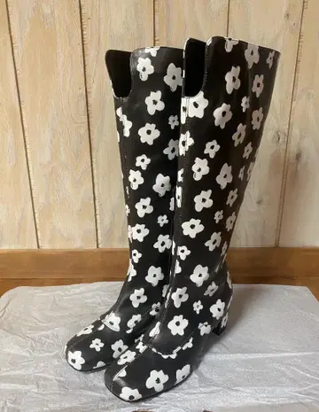 merry jenny print 모듬 니 부츠 블랙 L