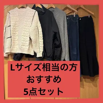 여성용 니트 2개 & 리버서블 자켓 & 팬츠 & 스커트 5종 세트