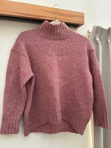 MUJI 야크 혼방 울 핑크 터틀 스웨터