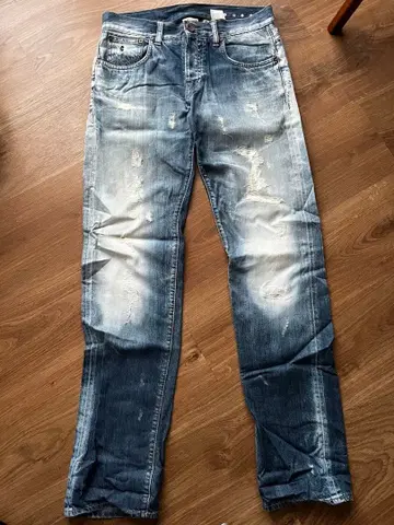 Purple 데미지 가공 라이트 블루 데님