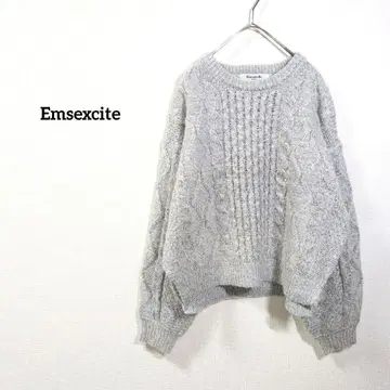 Emsexcite 그레이 케이블 니트 포근하고 따뜻한 가을/겨울 M