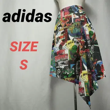 adidas 아디다스 올 패턴 스커트 비대칭 자수 트레포일 로고 S