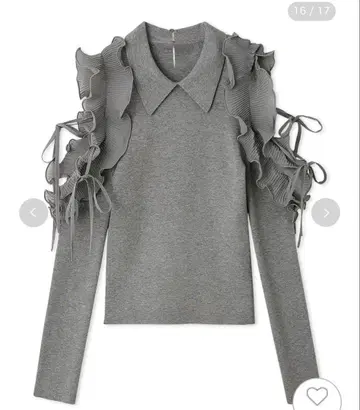 SNIDEL 플리츠 프릴 니트 풀오버