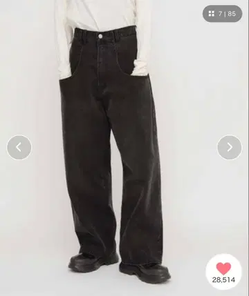 KBF 블랙 데님 와이드 팬츠