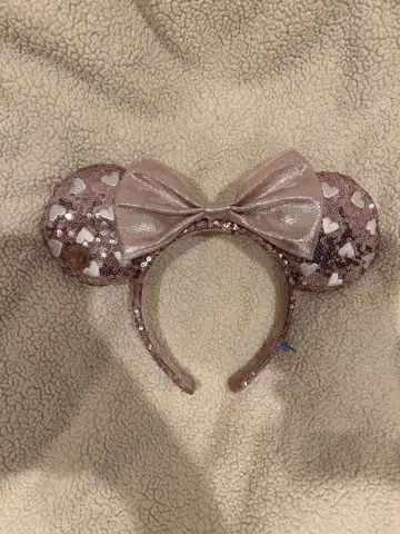 디즈니 핑크 하트 모양 스팽글 머리띠