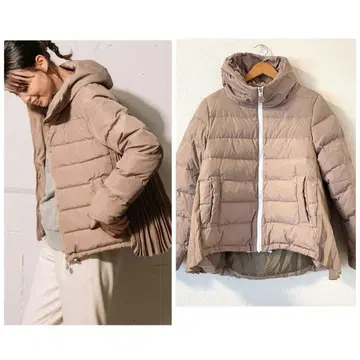 MARECHAL TERRE 다운 자켓 플리츠 절개 베이지 2