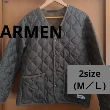ARMEN 노카라 퀼팅 자켓 카키 Size 2 M/L