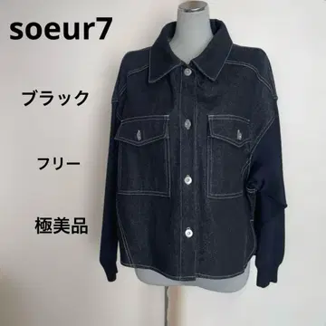 수르7 soeur7 블랙 데님 자켓 프리 스콧 클럽 컨디션 최상