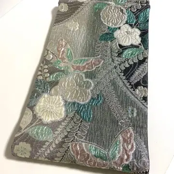 M327 츠지 가 꽃 은사 육통 순수 실크 후쿠로 오비