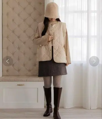 flower 플라워 퀼팅 리본 베스트 오샤레 귀여운 F