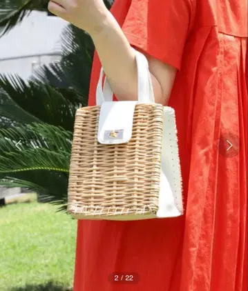 Ray BEAMS / 버들 짜임 바스켓백