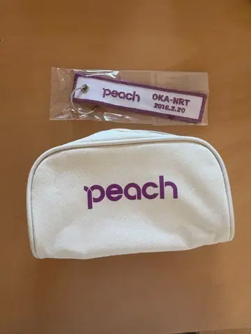 peach 로고 파우치&택 비행기 크라프트 2장