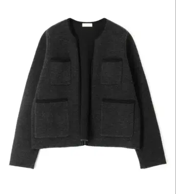 Ballsey 울 나일론 부클레 프론트 오픈 가디건 그레이