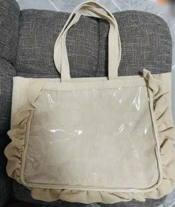 자카마트 이타백 A3 프릴 토트백 코듀로이 베이지