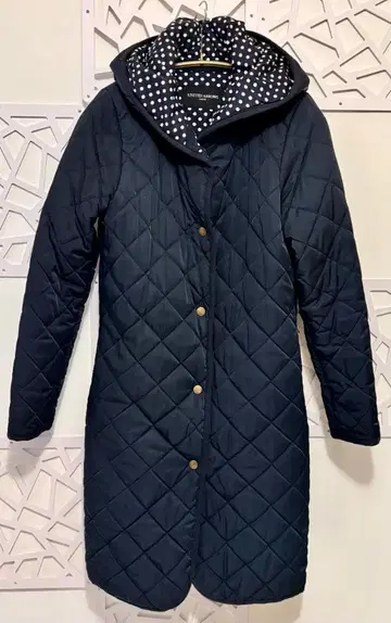 유나이티드 애로우즈 네이비 퀼팅 코트 후드 부착 롱 코트