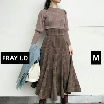 프레이 아이디 원피스 니트콤비 체크 원피스 캐시미어 M