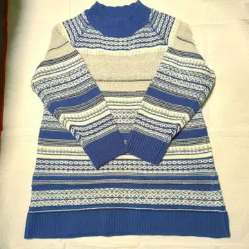 미사용 긴팔 스웨터 튜닉 기장 울 혼방