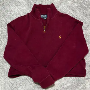 POLO 랄프 로렌 긴팔 하프 지퍼 짧은 기장 리메이크 보르도