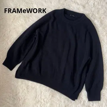 프레임워크 23AW 래글런 슬리브 와이드 풀오버 니트 다크 네이비