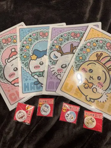 치이카와 (먼작귀) 클리어 파일 & 캔 거울 4종 세트 세븐일레븐