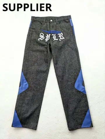 새상품급 SUPPLIER 사플라이어 자수 블랙 데님 팬츠 L