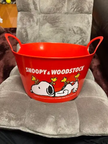 빈티지 스누피 & 우드스탁 퍼니 탭 S 레드 세탁 바스켓