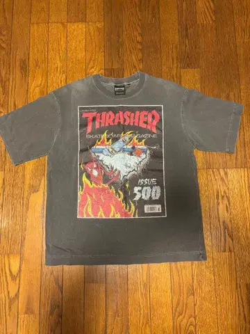 THRASHER ISSUE 500 티셔츠 그레이 스케이트 티셔츠
