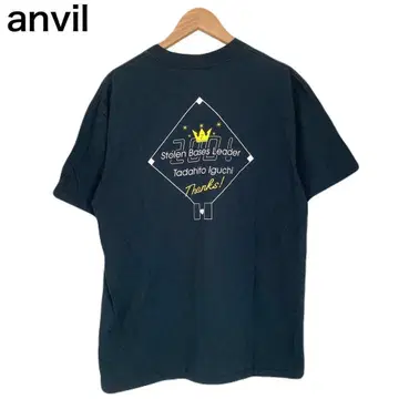 안빌 00s 이노구치 타다히토 블랙 반팔 호크스 둥근넥 타이틀 티셔츠