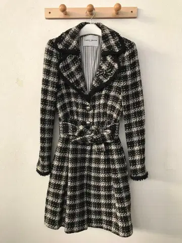 프랭키 모렐로 체크 무늬 트위드 코트 40