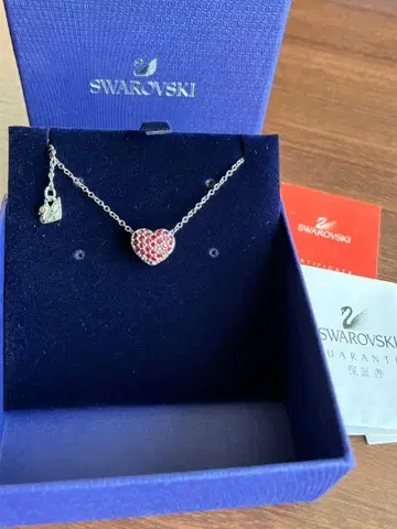 SWAROVSKI 스와로브스키 목걸이 하트 파베 레드