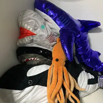 MEGA SHARK 메탈릭 블루 상어 봉제 인형 호호지 로자메