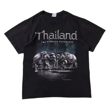 구제 의류 태국 코끼리 애니멀 프린트 대형 프린트 I2279