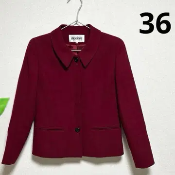 새상품급! 마도아/라핀 S 긴팔 울 자켓 버건디 부드러운 소재