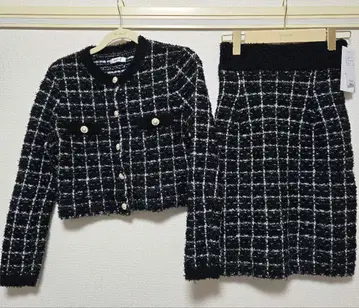 새상품 FRAY I.D 트위드 셋업 자켓 스커트 F 블랙
