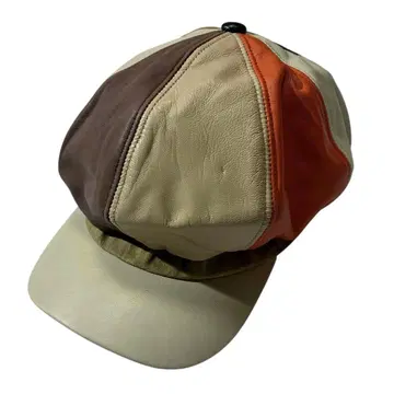 8패널 가죽 헌팅 캡 베이지 브라운 90s